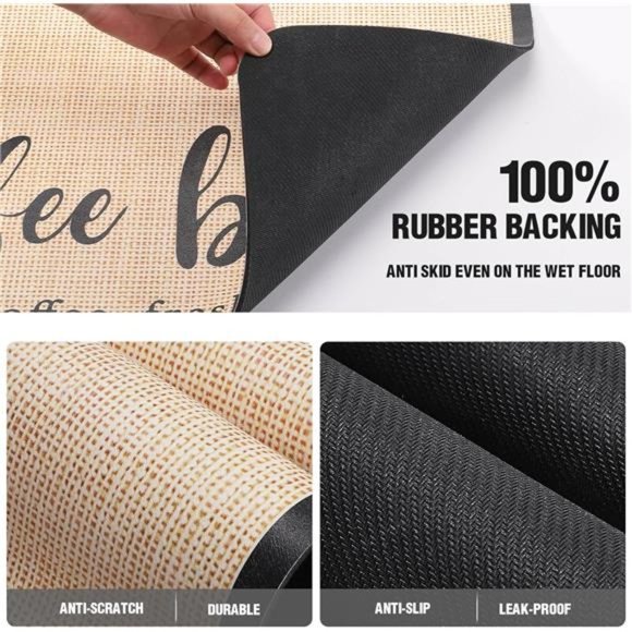 Coffee Bar Mat | Stain-absorbent with waterproof rubber backing | Coffee 19"x12" - Picture 7 of 8